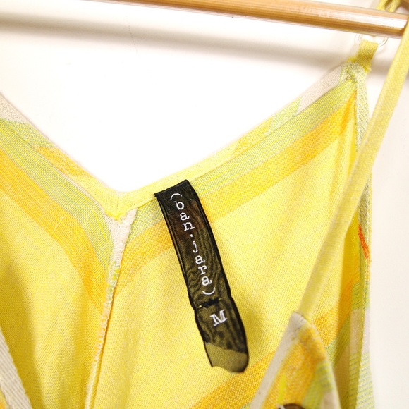 Ban Jara Yellow Striped Linen blend Coin Dress - Picture 4 of 4